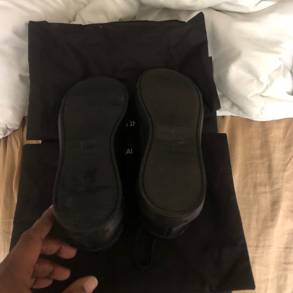 Saint Laurent Nero Black Leather Sneakers Sz 40 - Picture 4 of 7